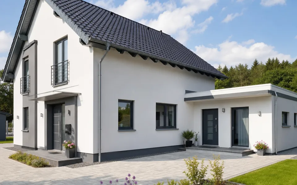 Wohnhaus mit angebauter Einliegerwohnung und zwei separaten Hauseingängen – Mehrkosten der zweiten Wohneinheit 2026 Wohnhaus mit angebauter Einliegerwohnung und zwei separaten Hauseingängen – Mehrkosten der zweiten Wohneinheit 2026