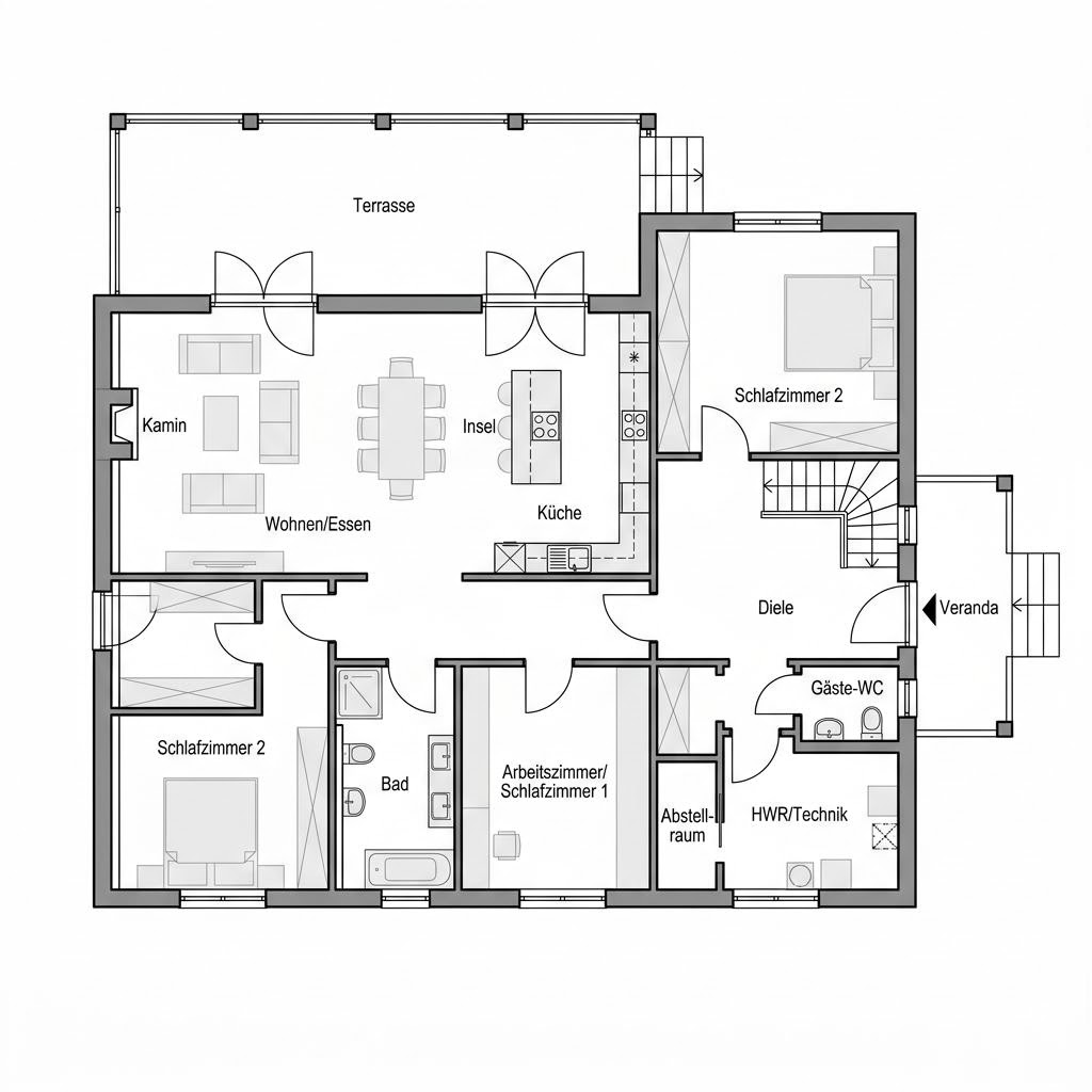 Grundriss Landidyll 148 – 148 m² Landhaus mit 5 Zimmern