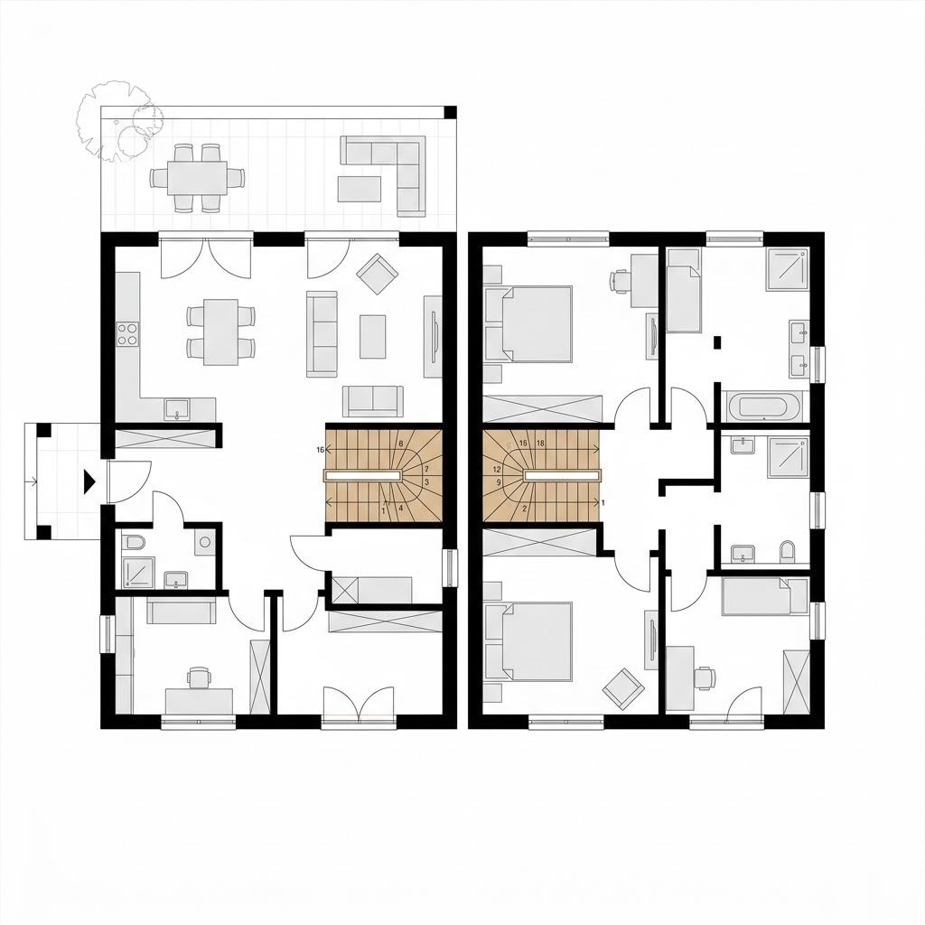 Grundriss Landkate Nordheide 150 – 150 m² Landhaus mit 5 Zimmern