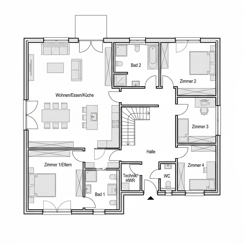 Grundriss Generation 165 – 165 m² Mehrgenerationenhaus mit 6 Zimmern