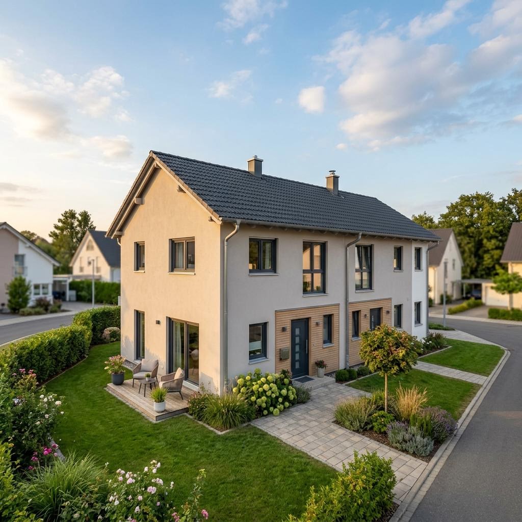 Reihenhaus Reihenmittelhaus RowLine R110 von allkauf haus mit Satteldach und 110 m² Wohnfläche