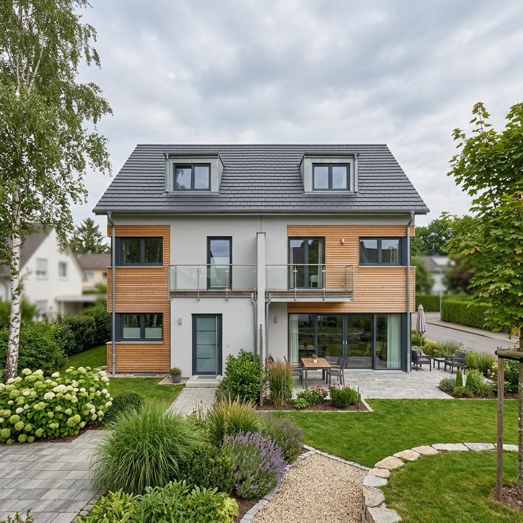 Doppelhaus Starthaus 135 D von allkauf haus mit Satteldach — Ausbauhaus mit 135 m² je Hälfte