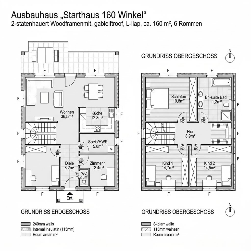 Grundriss Starthaus 160 Winkel von allkauf haus — 160 m², 6 Zimmer