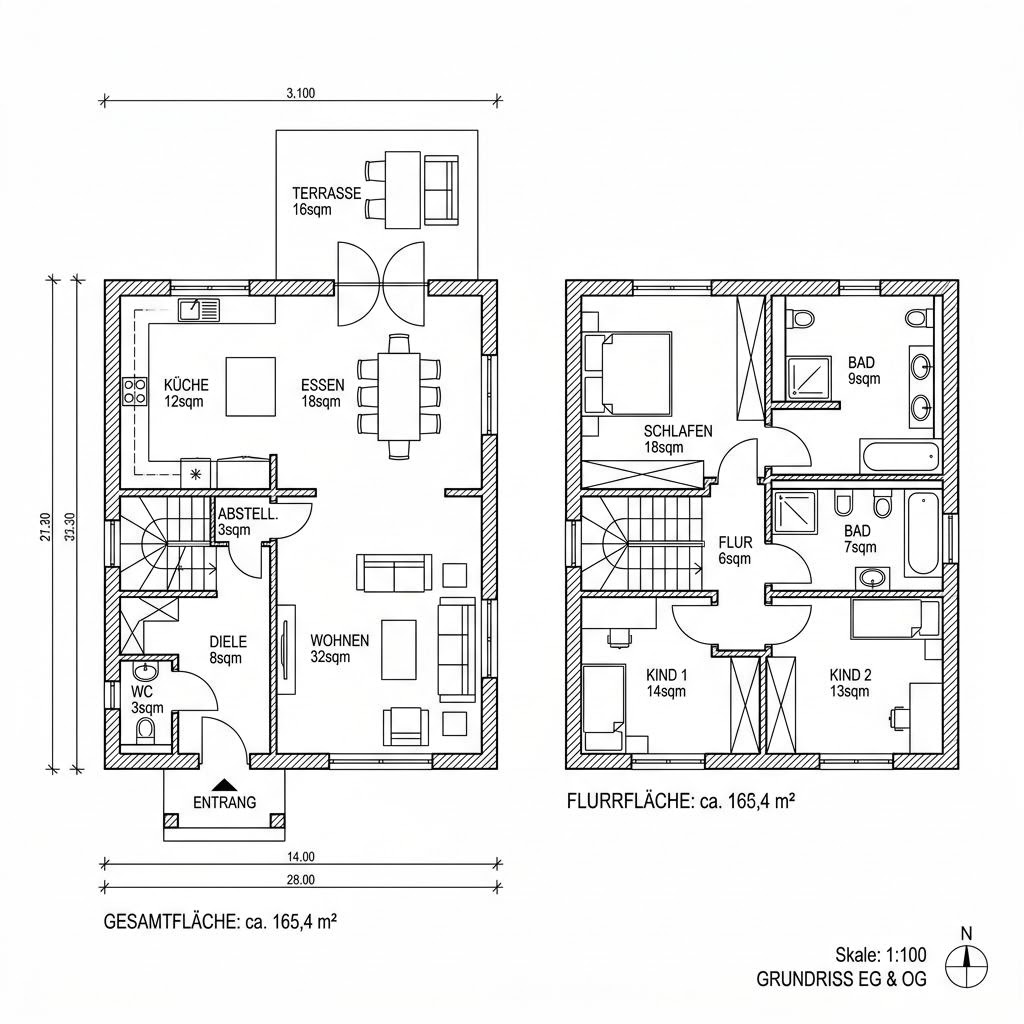 Grundriss Boston 165 von Bostonhaus — 165 m², 5 Zimmer