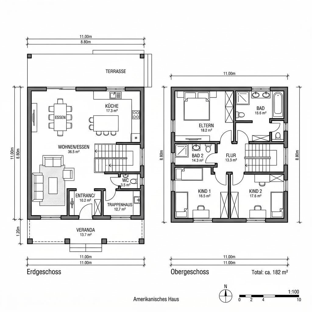 Grundriss Charleston 182 von Bostonhaus — 182 m², 5 Zimmer