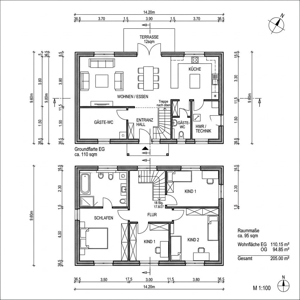 Grundriss Lexington 205 von Bostonhaus — 205 m², 6 Zimmer