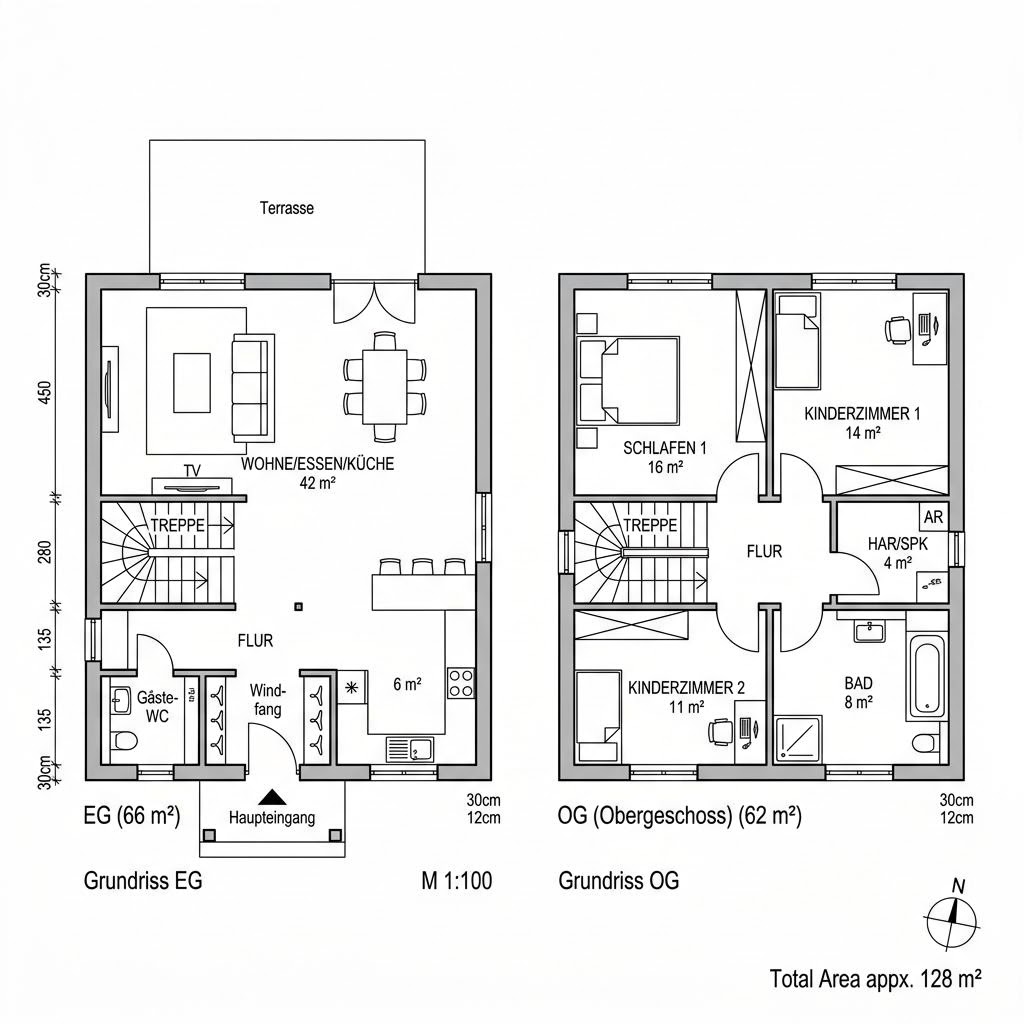 Grundriss Salem 128 von Bostonhaus — 128 m², 4 Zimmer