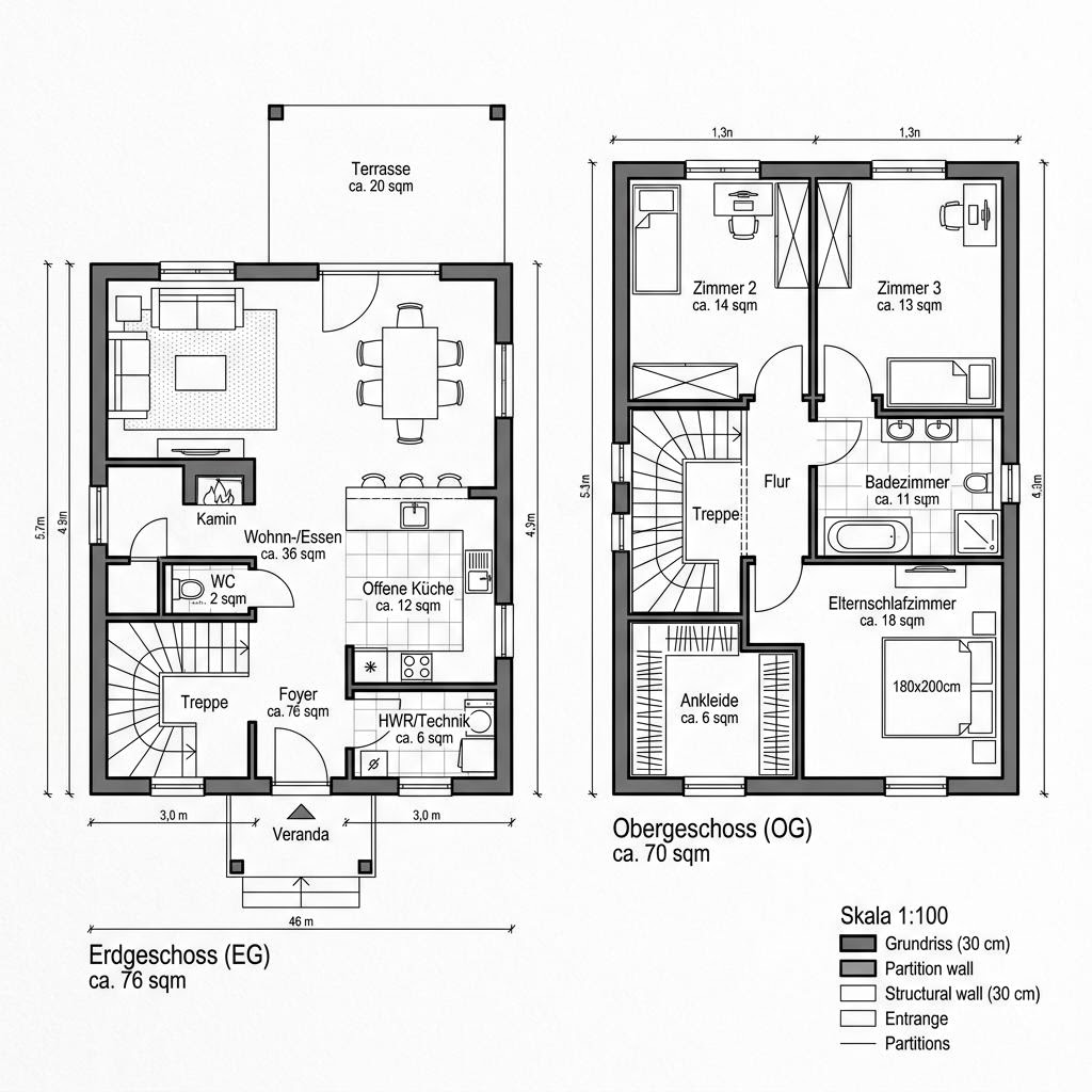 Grundriss Portland 146 von Greenville — 146 m², 5 Zimmer