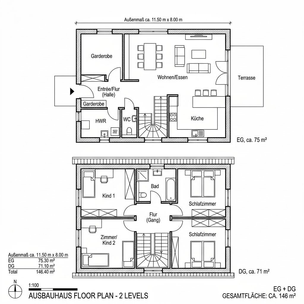 Grundriss Home 6 von allkauf haus — 146 m², 5 Zimmer