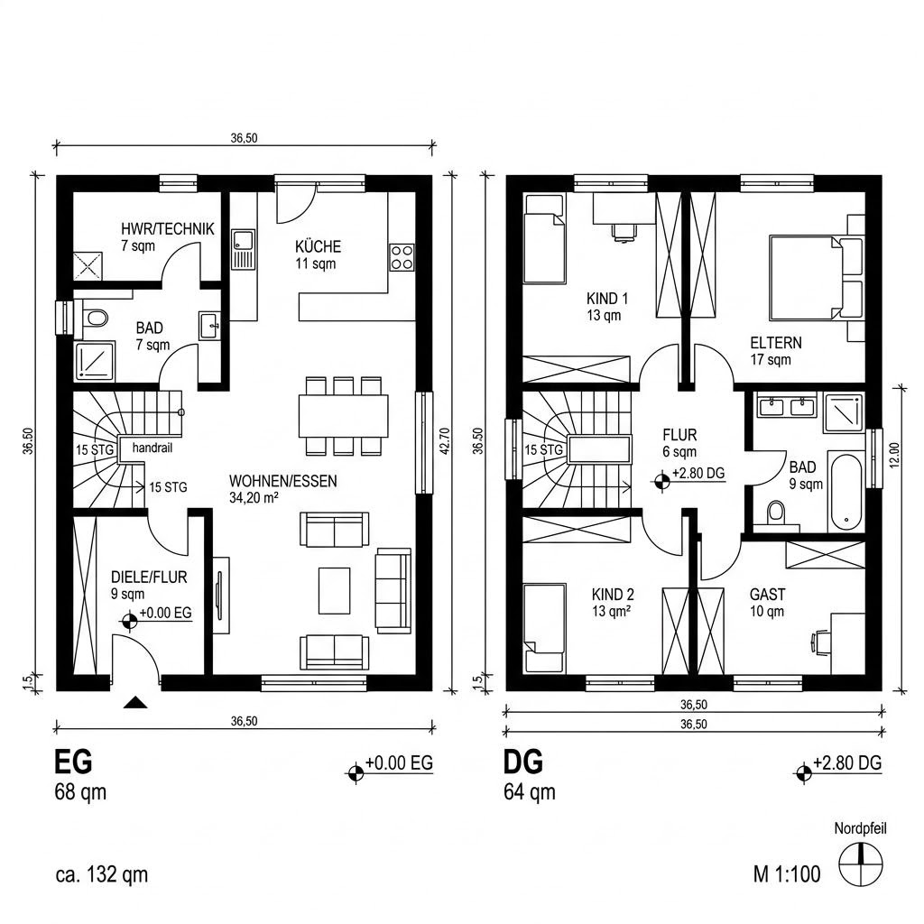 Grundriss VITA 132 Ausbau von Hartl Haus — 132 m², 5 Zimmer