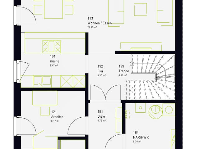 Grundriss TwinStyle 15.01 S – 136 m² Doppelhaus mit 5 Zimmern