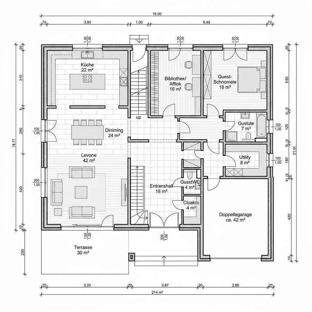 Grundriss Haus Alpenchic – 214 m² Luxusvilla & Designerhaus mit 6 Zimmern