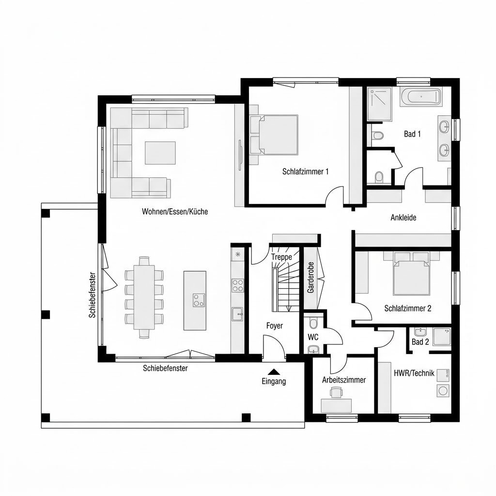 Grundriss Haus Heitzer – 232 m² Luxusvilla & Designerhaus mit 6 Zimmern