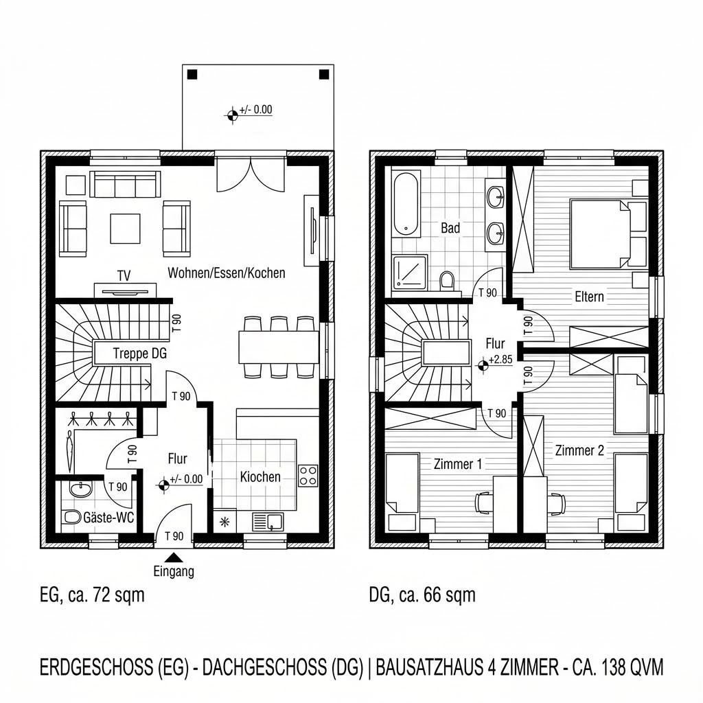 Grundriss Bausatzhaus Solo 138 von allkauf haus — 138 m², 4 Zimmer