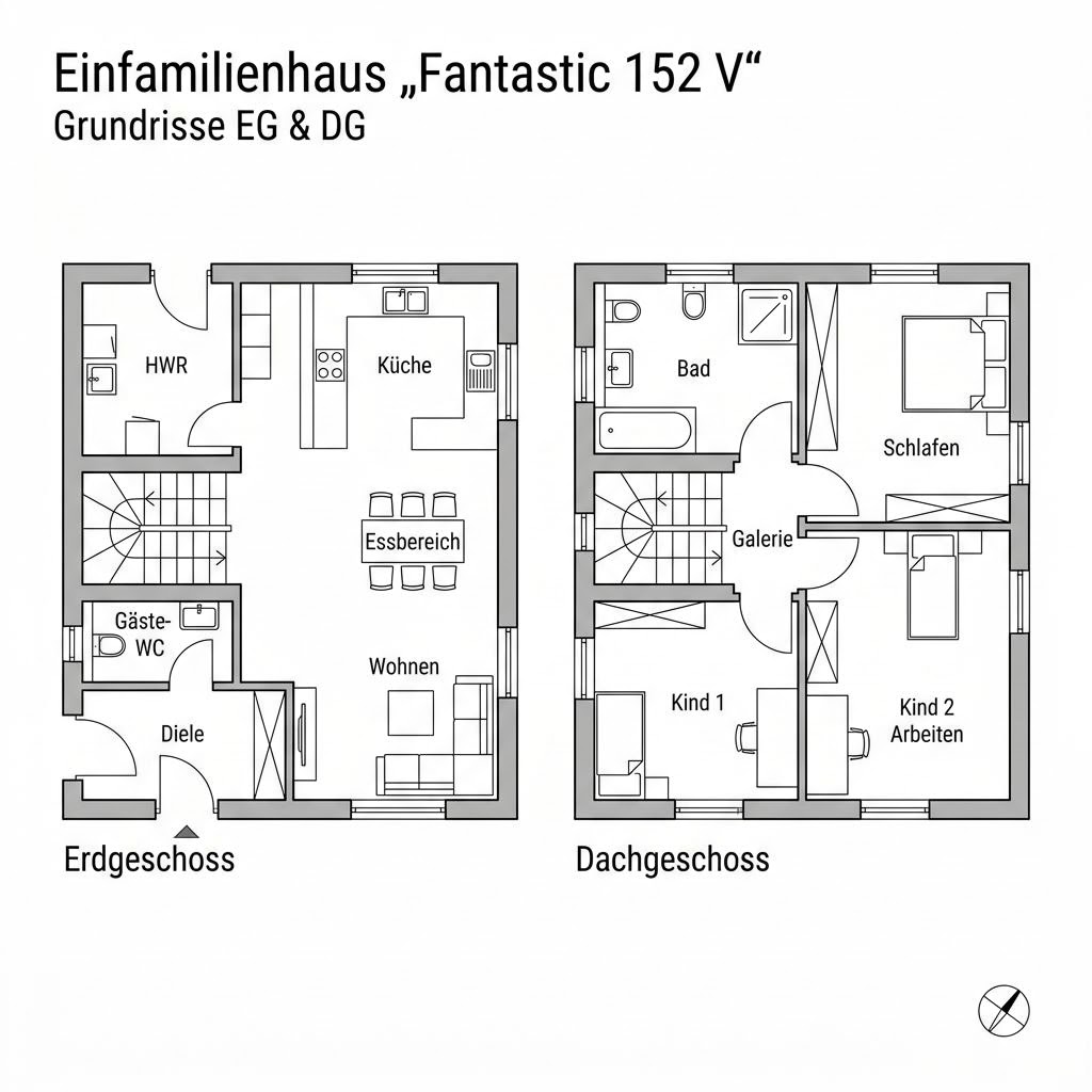 Grundriss Fantastic 152 V von Bien-Zenker — 152 m², 5 Zimmer