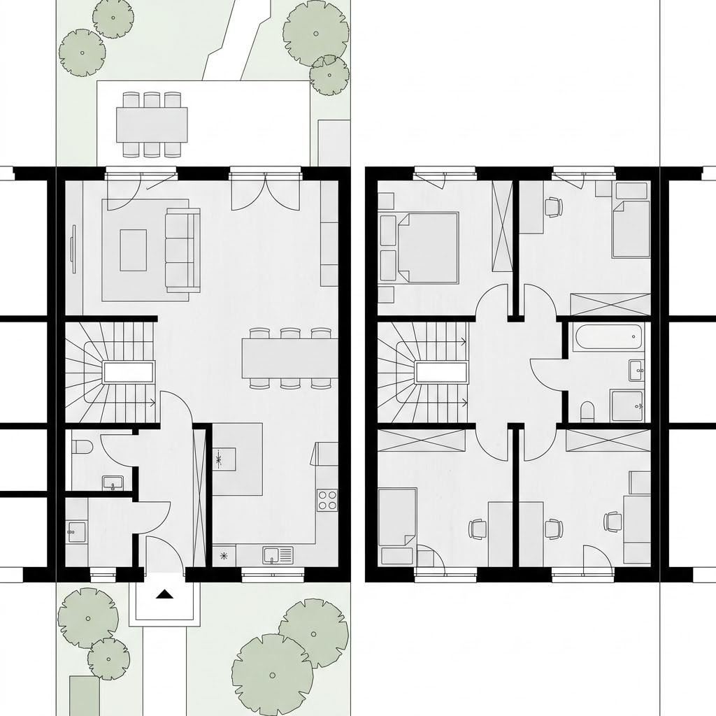 Grundriss Reihenendhaus Celebration R152 – 152 m² Reihenhaus mit 5 Zimmern