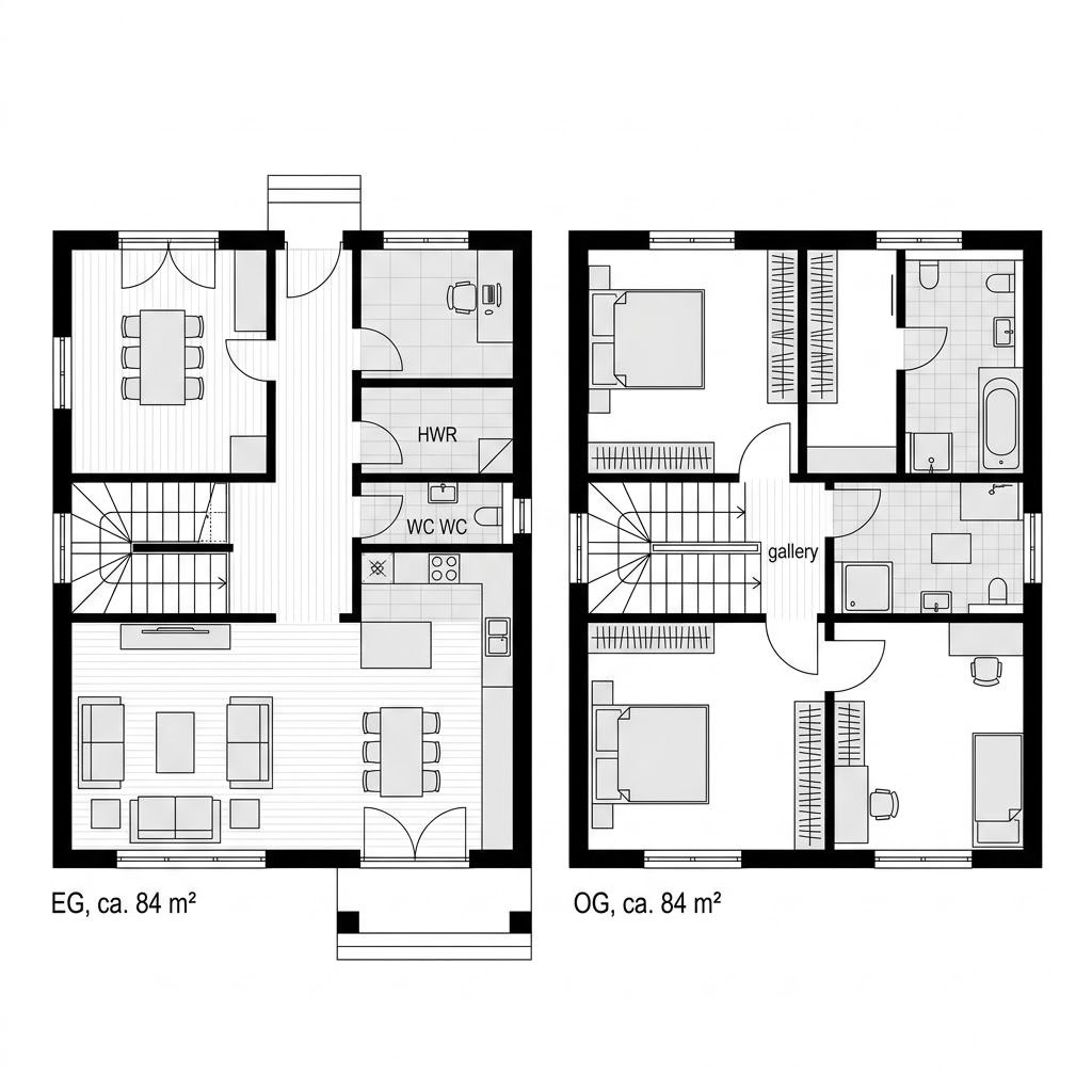 Grundriss Stadtvilla Concept 168 von Bien-Zenker — 168 m², 6 Zimmer