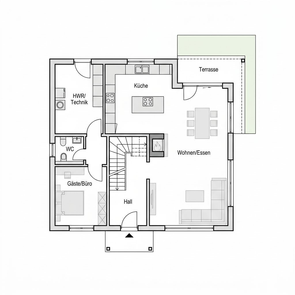 Grundriss Evolution 176 Stadtvilla – 176 m² Stadtvilla mit 6 Zimmern
