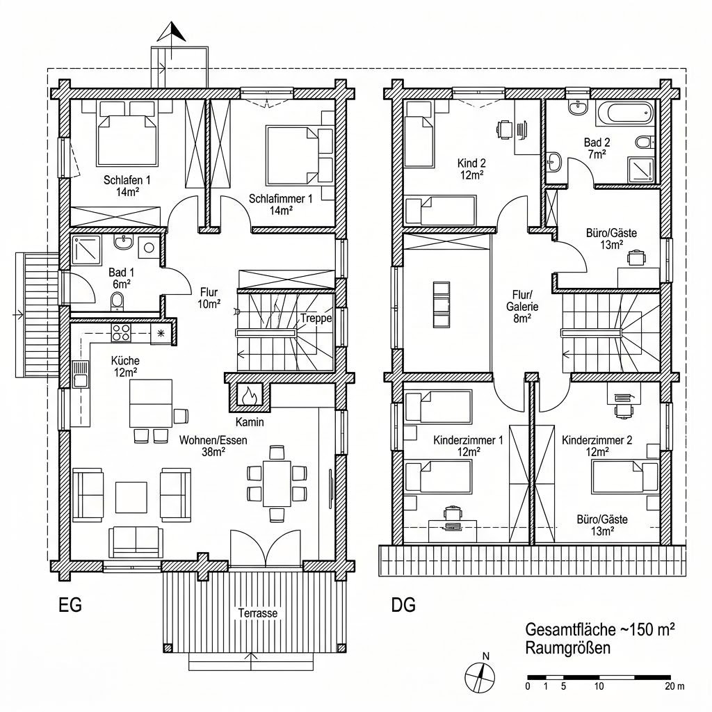 Grundriss Seeblick 150 von Fullwood Wohnblockhaus — 150 m², 5 Zimmer