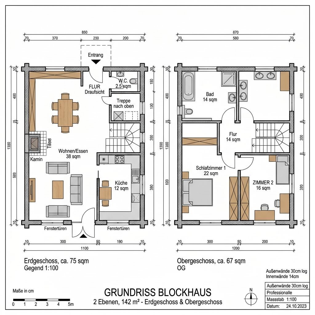 Grundriss Natur 142 von KD-Haus — 142 m², 4 Zimmer