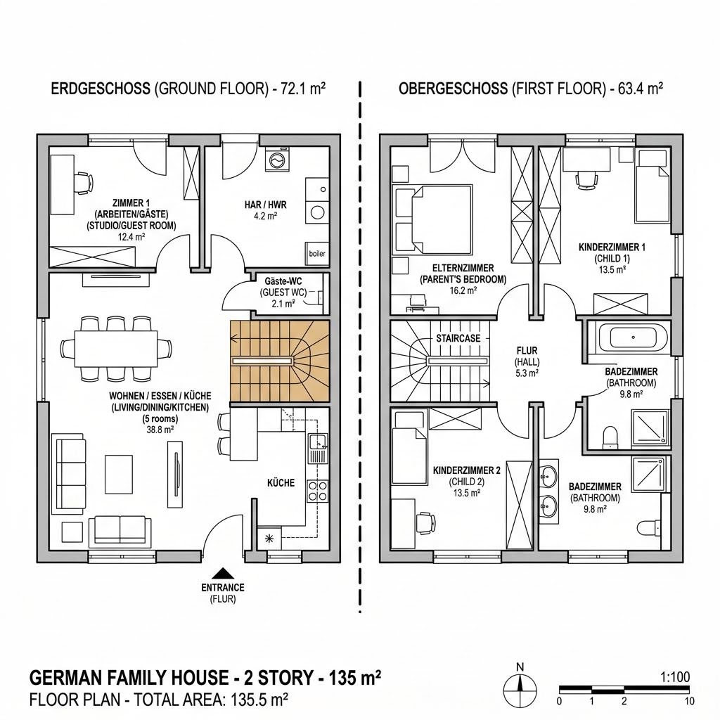 Grundriss Casa Blockhaus 135 von Rubner Haus — 135 m², 5 Zimmer