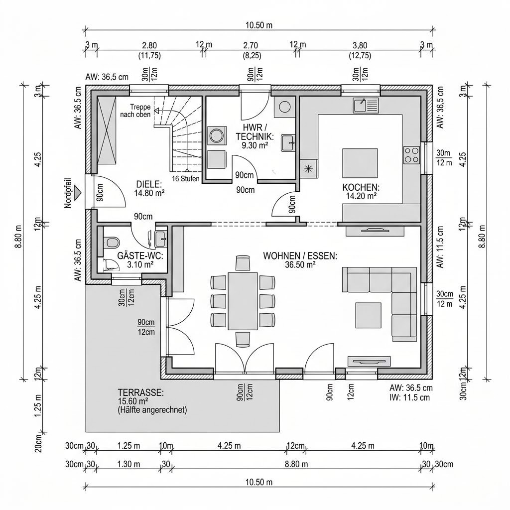 Grundriss Landhaus Vermont 158 – 158 m² Landhaus mit 5 Zimmern