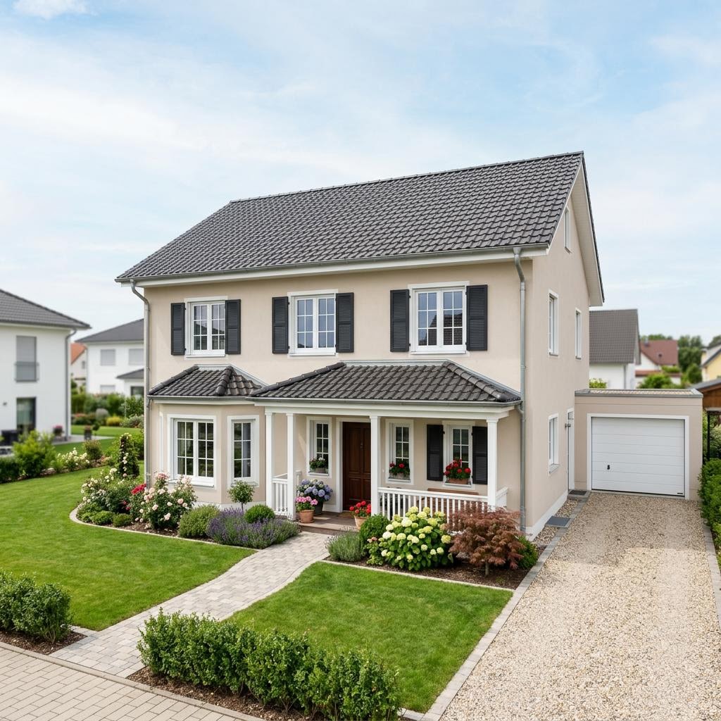 Amerikanisches Haus Newport 165 von Bostonhaus — verputzter Massivbau mit 165 m²
