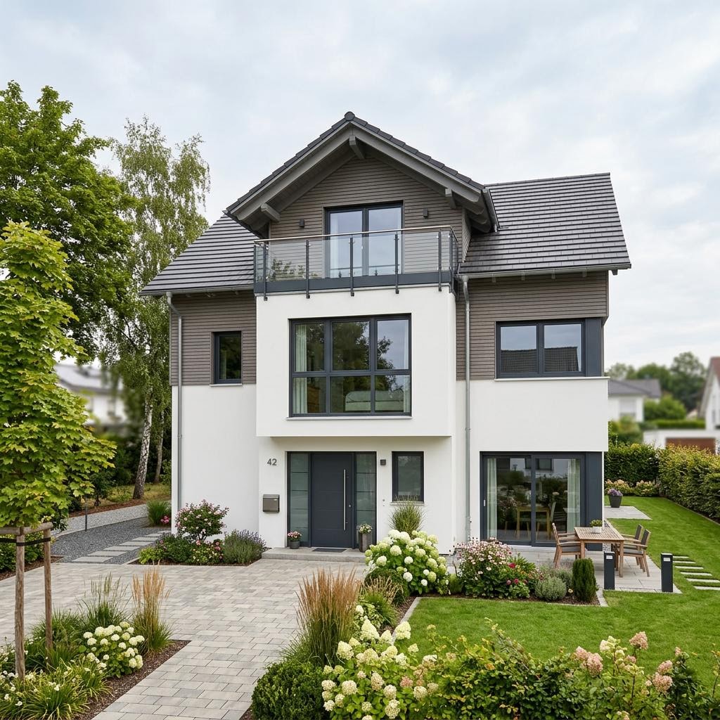 Einfamilienhaus Cascada 138 von Büdenbender Hausbau als Fertighaus mit Zwerchdach