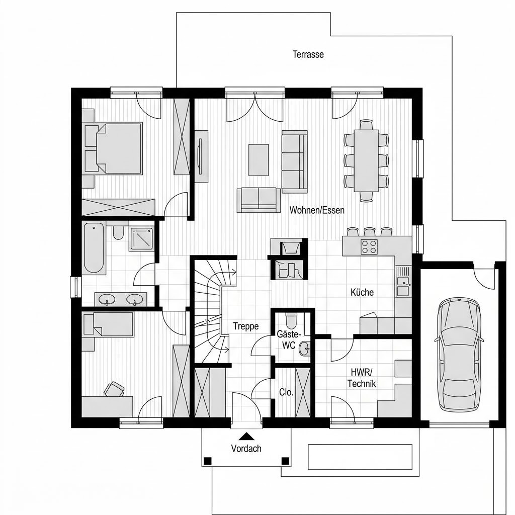 Grundriss Jedermann XL-Klassik – 160 m² Einfamilienhaus mit 6 Zimmern