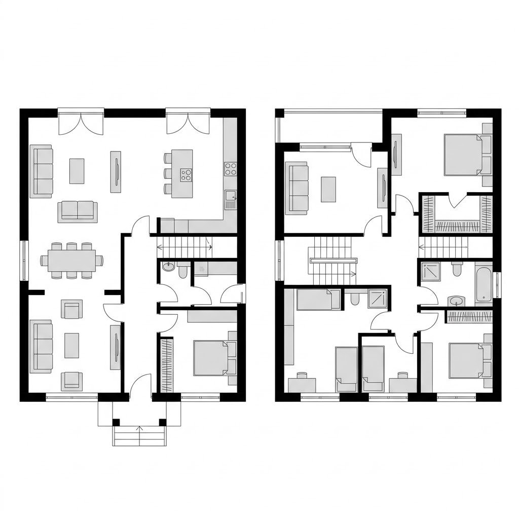 Grundriss Zweifamilienhaus Belando 188 – 188 m² Zweifamilienhaus mit 7 Zimmern