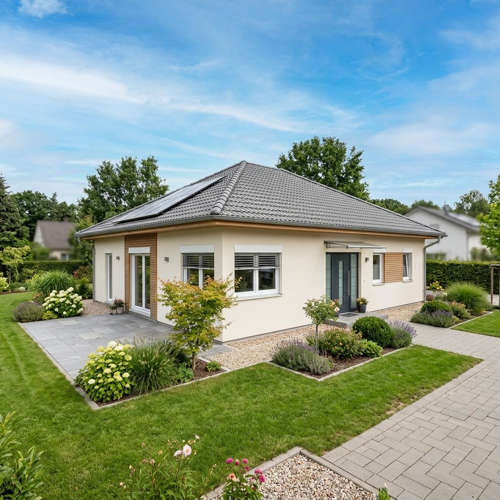 Bungalow 131 von ELK Haus mit Walmdach — barrierearmes Fertighaus mit 131 m²