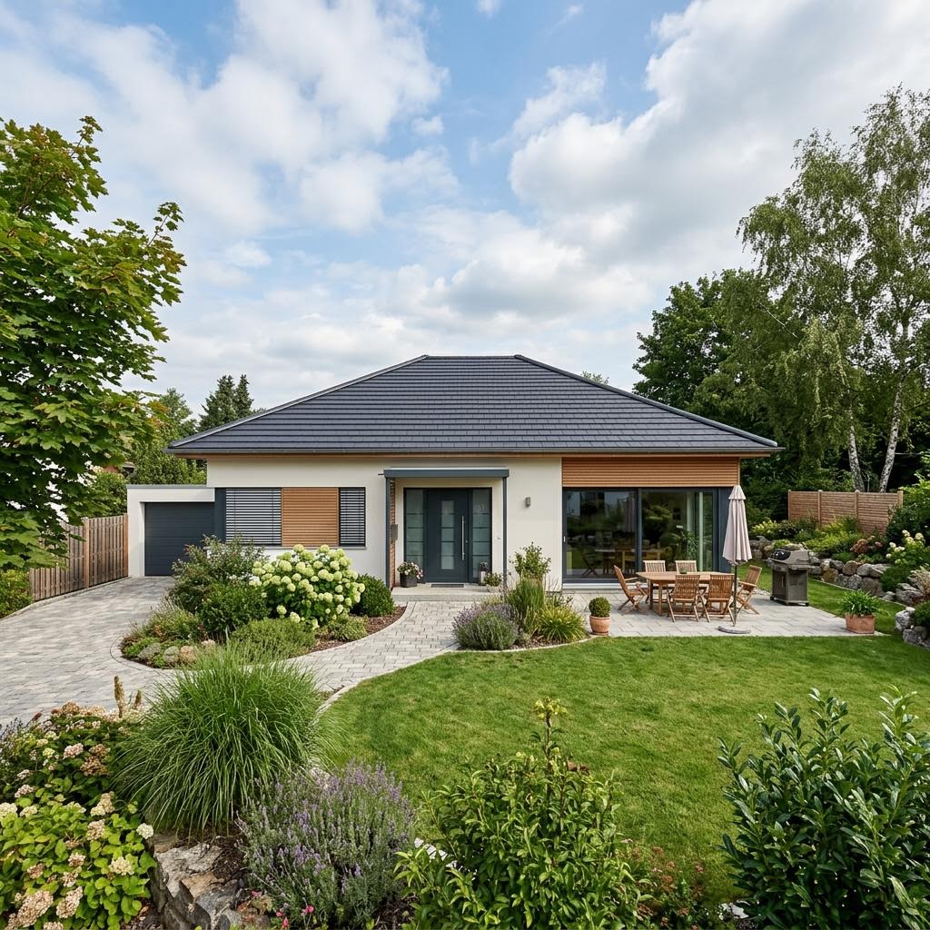 Bungalow 110 von HELMA Eigenheimbau — ebenerdiges Massivhaus mit Walmdach