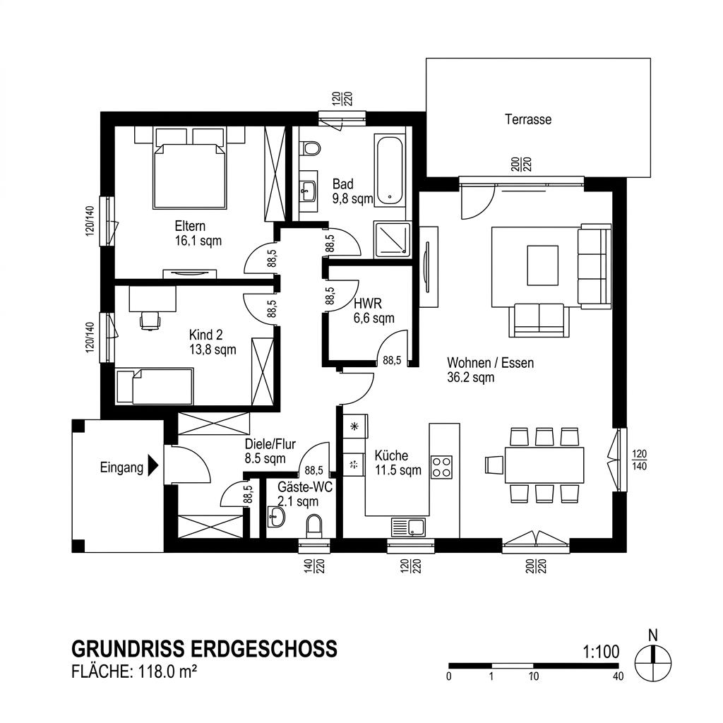 Grundriss Schliersee von Isartaler Holzhaus — 118 m², 4 Zimmer