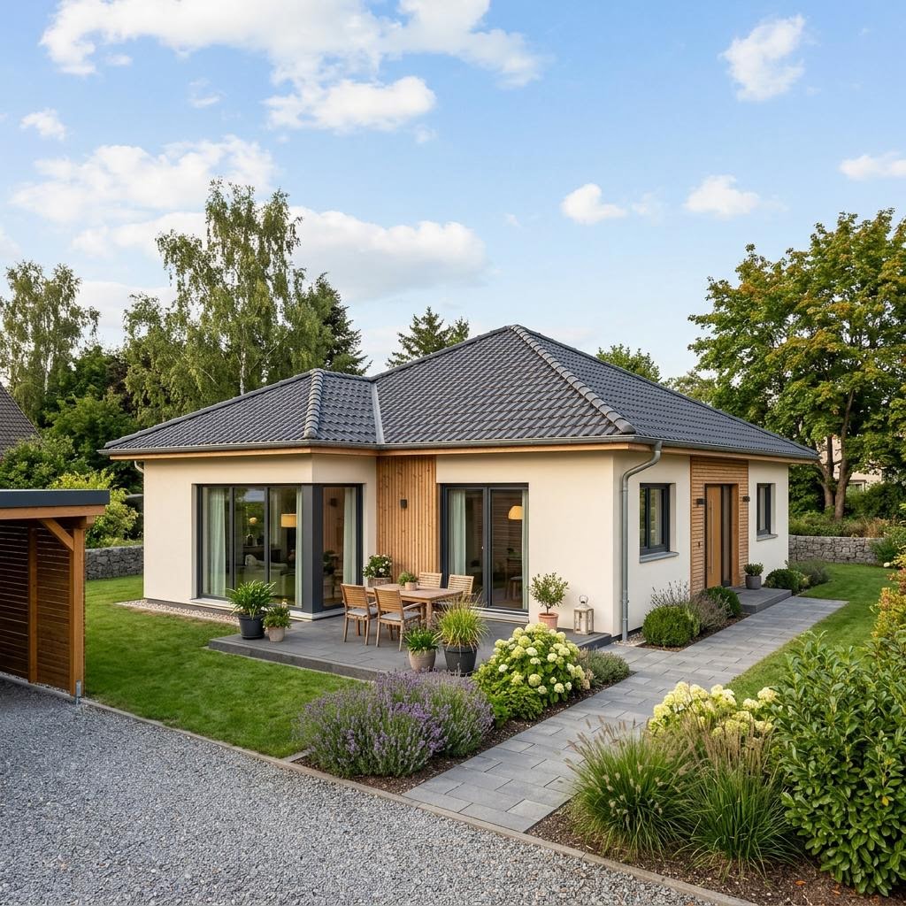 Bungalow 112 von P & P Massivhaus — ebenerdiges Massivhaus mit Walmdach