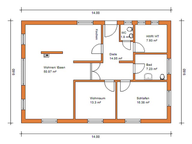 Grundriss Bungalow 328 – 112 m² Bungalow mit 4 Zimmern