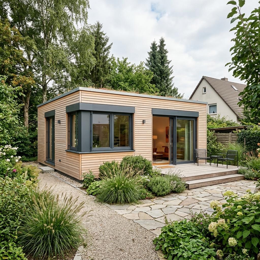 Aufstockung Aufstockung Modul 34 von CABIN ONE — leichtes Holzmodul zur Dachaufstockung mit Flachdach und 34 m²