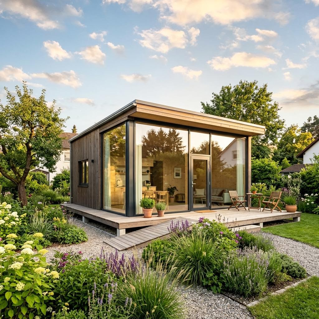 Tiny House Glas 30 von cabin-one mit großer Glasfront und Flachdach