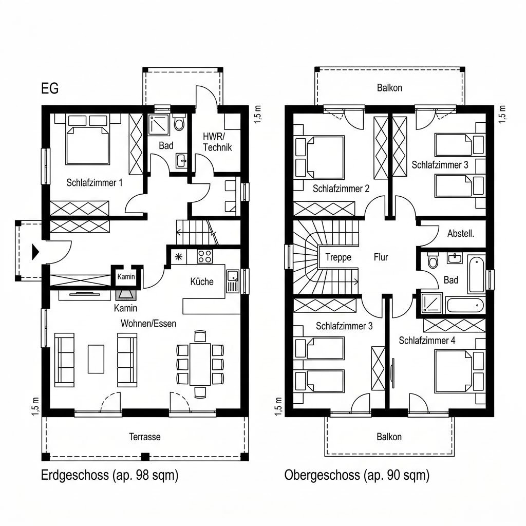 Grundriss Chalet Watzmann 188 – 188 m² Chalet mit 6 Zimmern
