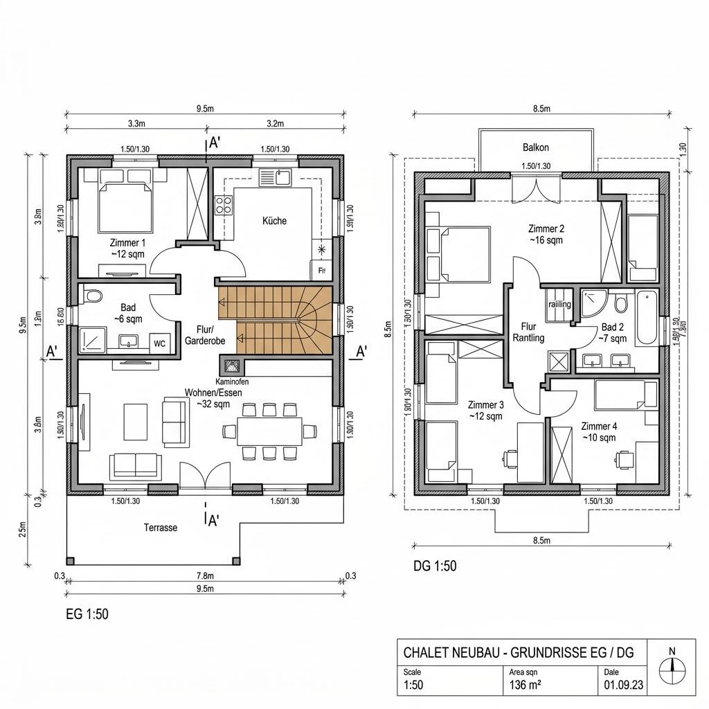 Grundriss Chalet Ortler 136 – 136 m² Chalet mit 4 Zimmern