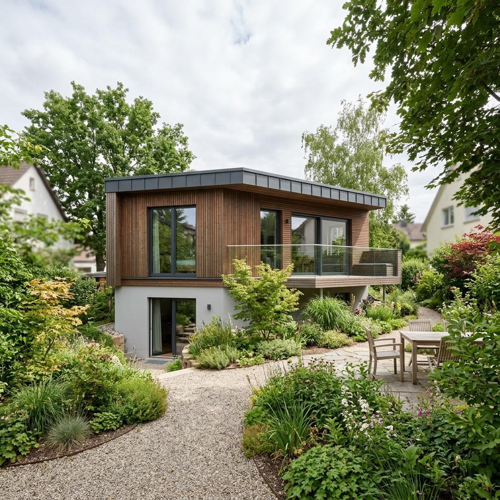 Aufstockung Aufstockung Modul 52 von Commod-Haus — kreislauffähiges Holzmodul zur Dachaufstockung mit Flachdach und 52 m²
