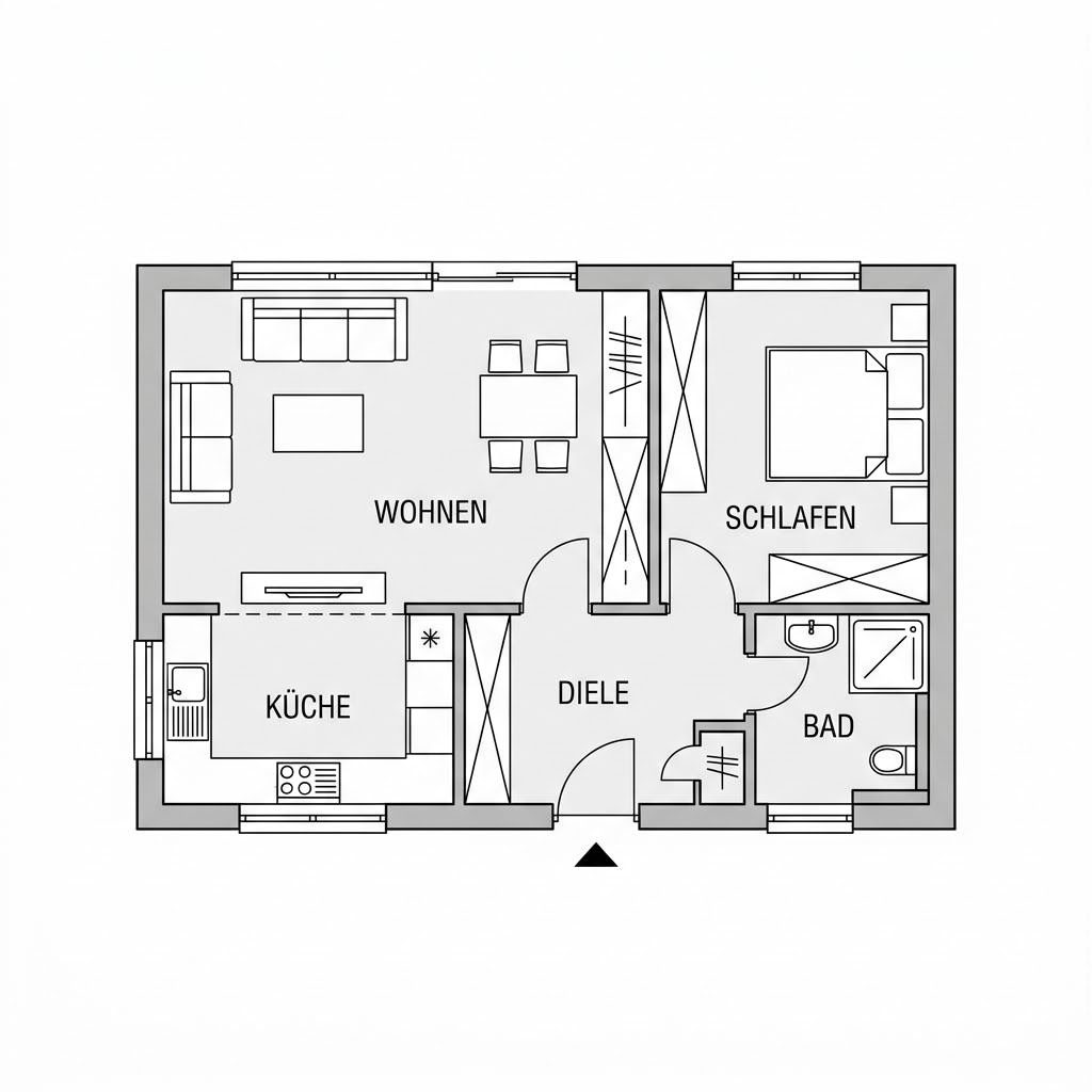 Grundriss Anbau Container 40 von Conliving — 40 m², 2 Zimmer
