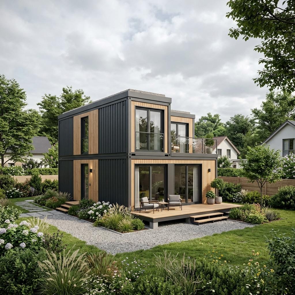 Containerhaus Container Stack 64 von Conliving — zweigeschossiges Wohncontainer-Haus mit Flachdach und 64 m²