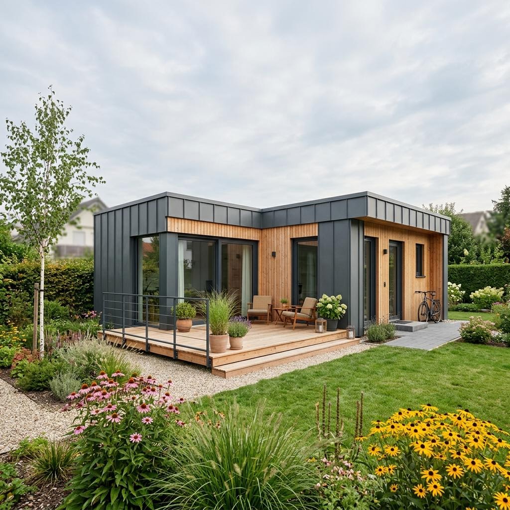 Modulhaus Wohnmodul L-50 von Conliving — serielles Raummodul mit Flachdach und 50 m²