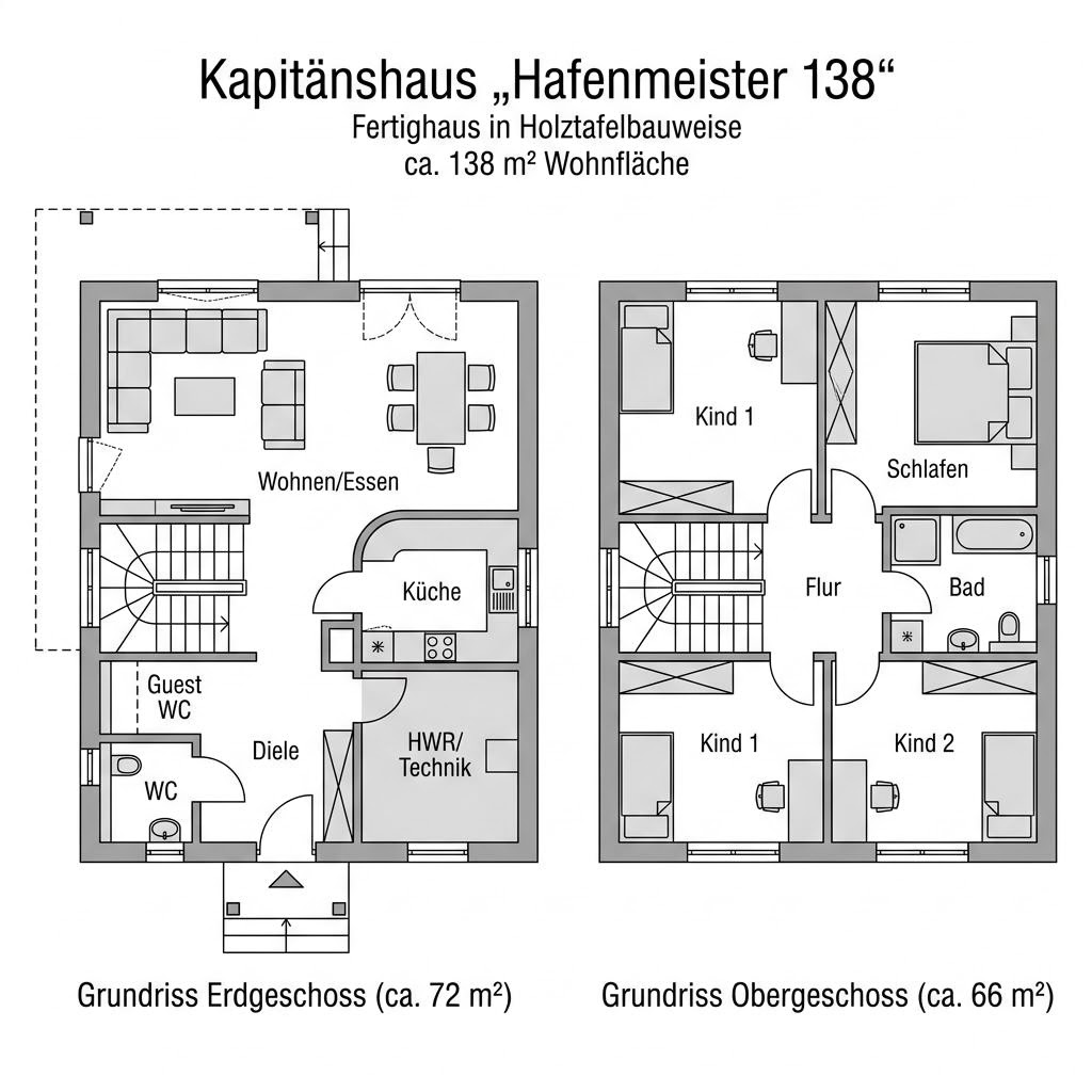 Grundriss Hafenmeister 138 von Dammann-Haus — 138 m², 5 Zimmer