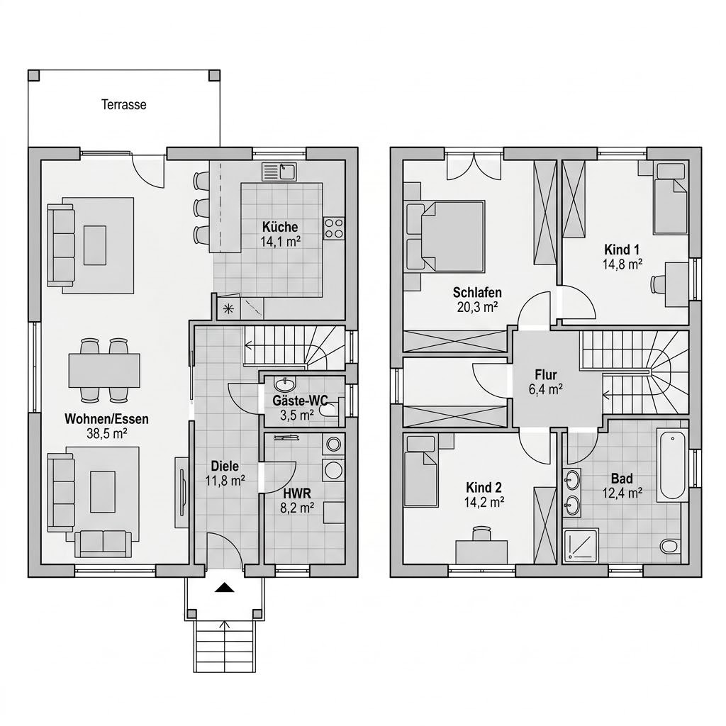 Grundriss Reederei 154 von Dammann-Haus — 154 m², 5 Zimmer