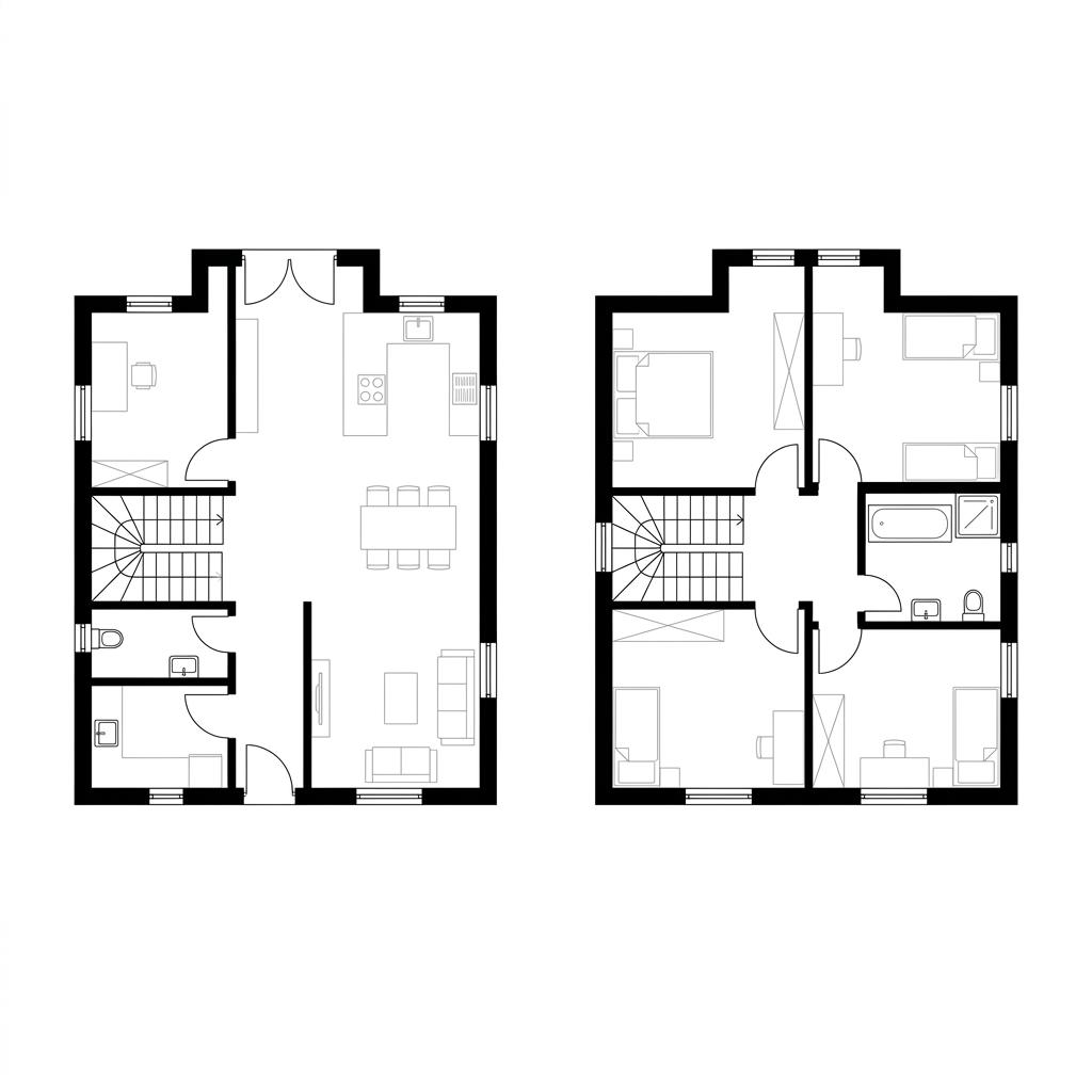 Grundriss Warft 134 – 134 m² Friesenhaus mit 4 Zimmern
