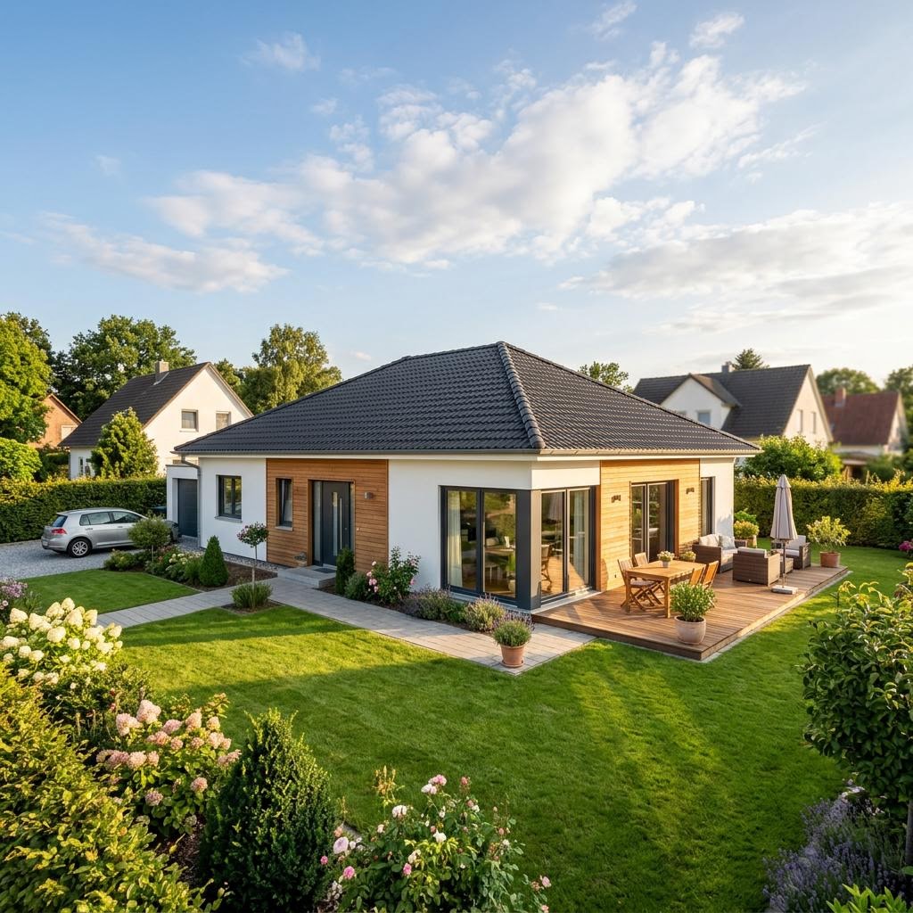 Skandinavischer Bungalow Dänholm 130 von Danhaus mit Walmdach