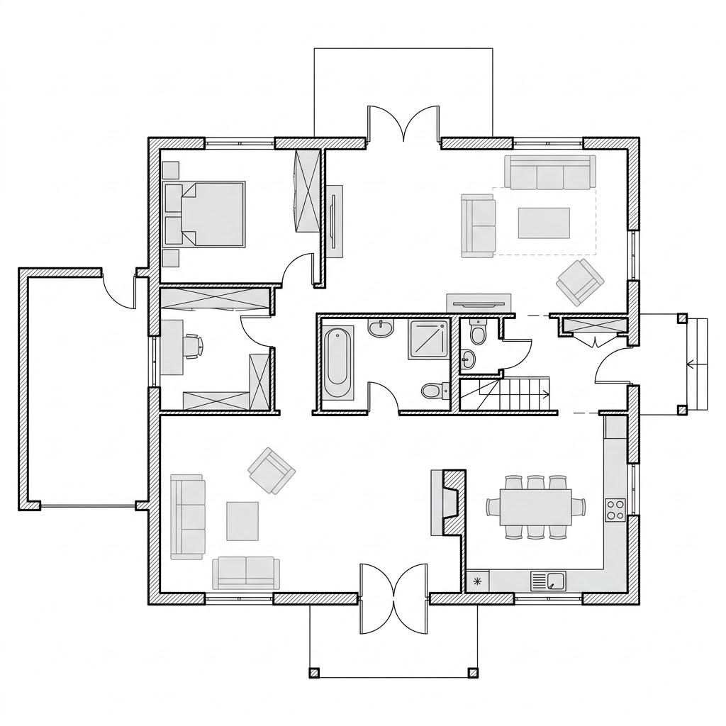 Grundriss Landhof 125 – 125 m² Landhaus mit 4 Zimmern