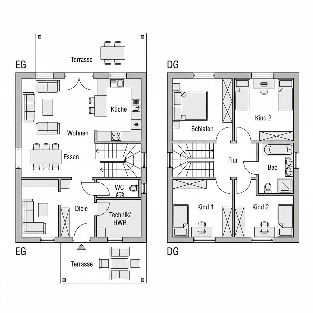 Grundriss Schwedenhaus Falun 132 von Danhaus Deutschland — 132 m², 4 Zimmer