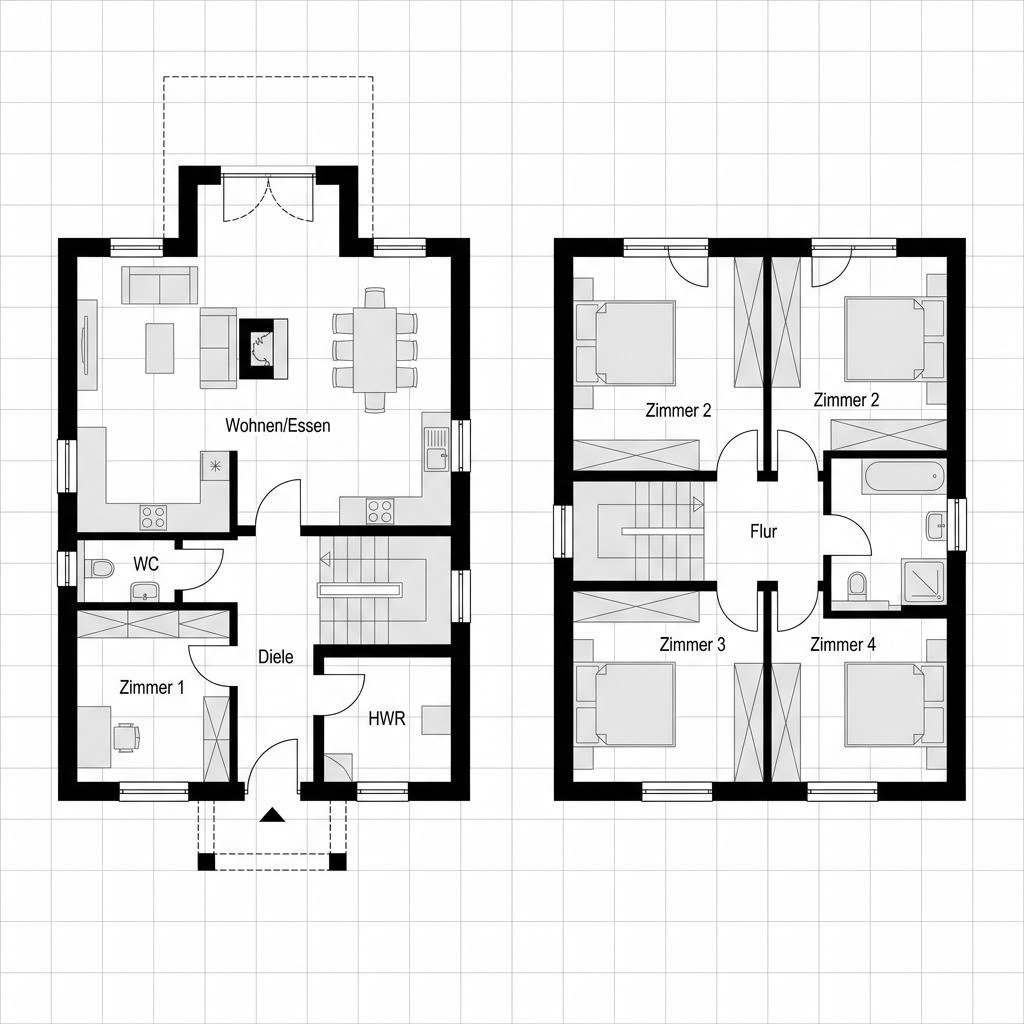 Grundriss Wattblick 142 – 142 m² Friesenhaus mit 5 Zimmern